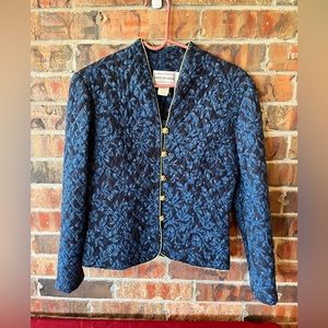 Vintage Karin Stevens Blue and Gold Jacket  Size:10